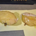 Breast implants stuffed with cocaine are seen in this handout picture released by Spain's Police